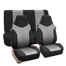 Universal Highback Seat Covers Full Set For Auto SUV Car Gray Black