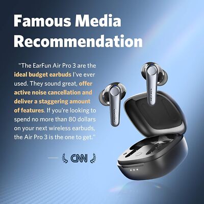 EarFun Air Pro 3 Noise Cancelling Earbuds, Qualcomm® aptX