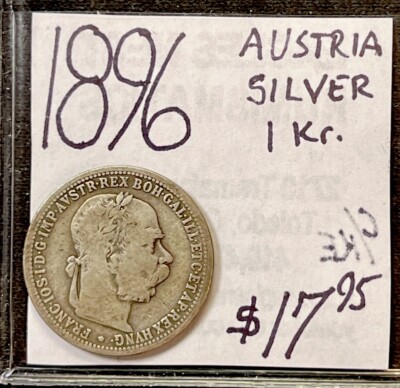 1896 Austria 1 Corona Silver Coin. ENN Coins