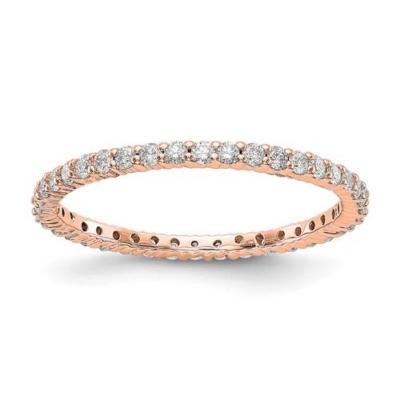 14k Roségold Diamant Rund Ring Ewigkeit Geteilt Krallen 1,50mm Breit Größe 5