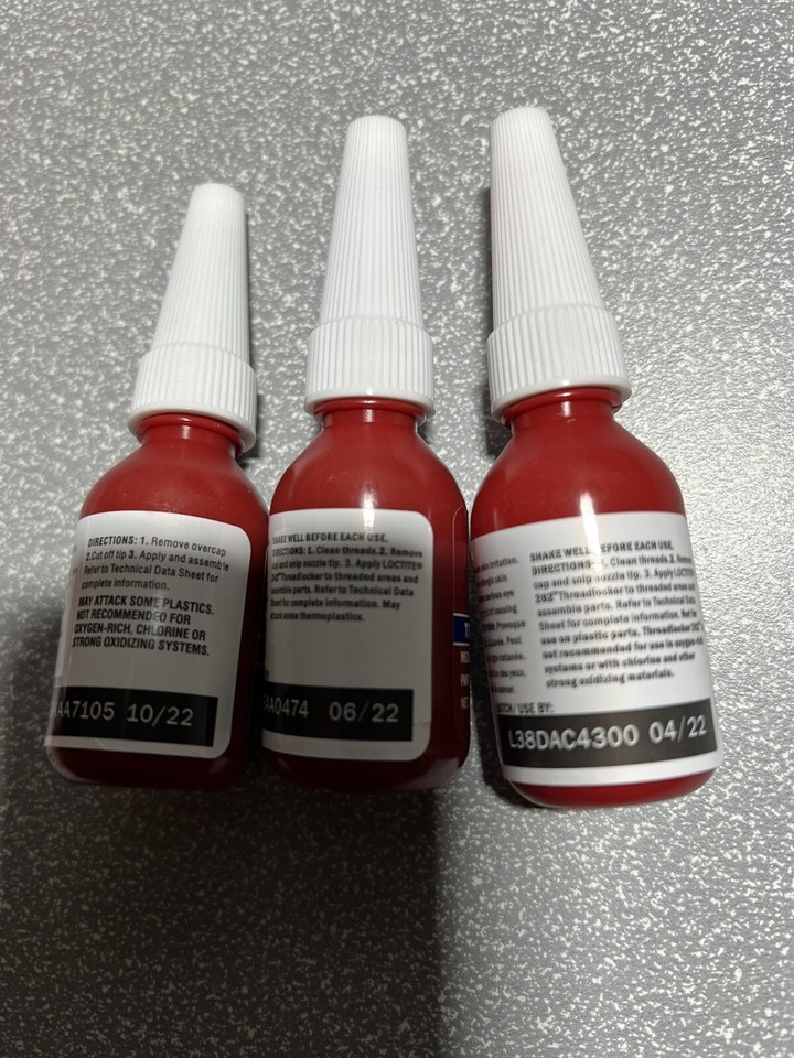 3 BOTTLES LOCTITE 222 242 262 10 ML EACH *Expired* eBay
