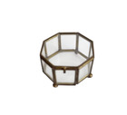 Vintage Small Jewelry Trinket Box Casket Glass Brass Eight Sides Octagon