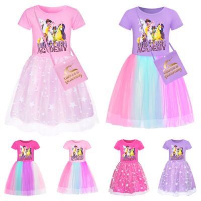 Regenbogen Stern Kleid Geburtstag Party Prinzessin Mädchen UNICORN ACADEMY Print