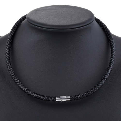 Collar de cuerda trenzada para hombre cadena de cuero hecho por el hombre 4/6/8 mm 16-24 pulgadas - Imagen 9 de 18