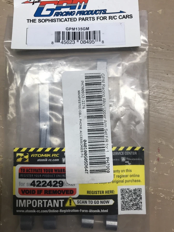 GPM Racing Alloy Upper Arm Set for 1:8 HPI Flux Gpm135gm Grey NEW - Image 4 of 4