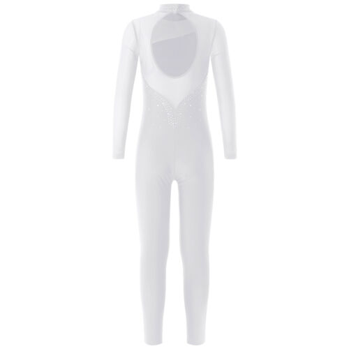 UK Kid Girls Shiny Gymnastics Leotard Long Sleeve Jumpsuit Ice Skating Dancewear - Picture 31 of 60