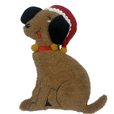 NEW WONDERSHOP 2024 Brown Dog With Santa Hat Collectable Throw Pillow 14.5 in