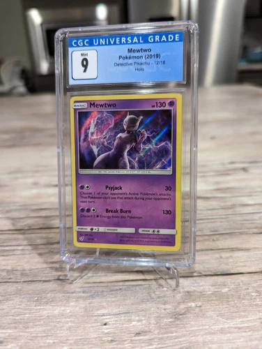 Mewtwo CGC 9 Detective Pikachu 12/18 Pokemon Card Holo NM 