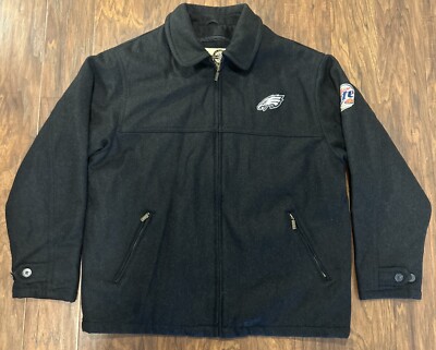 Philadelphia Eagles Miller Lite North End Wool Blend Jacket Men Sz L Embroidered