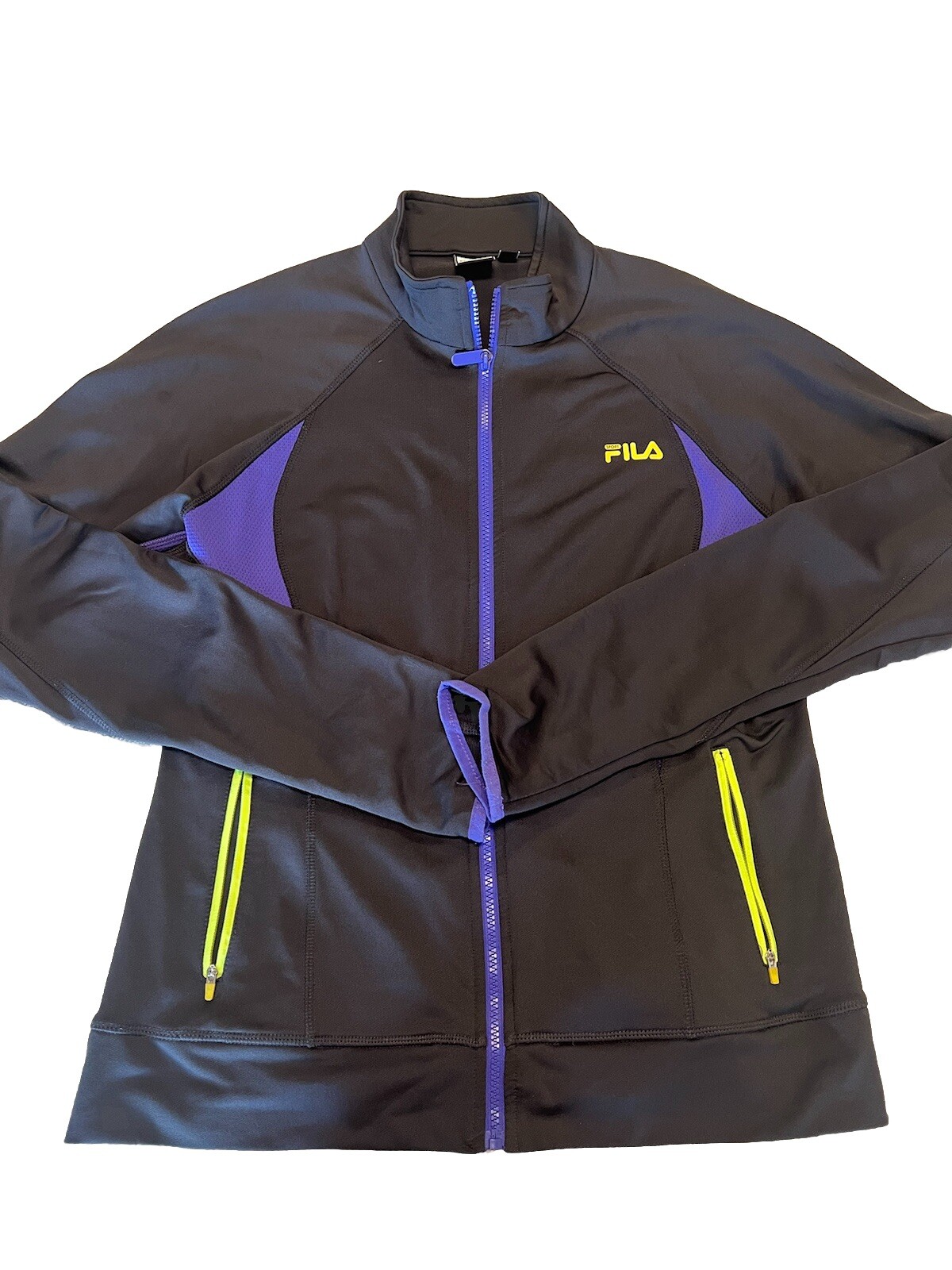 Giacca da allenamento multicolore Fila Sport taglia grande cerniera intera fori per pollice tasche