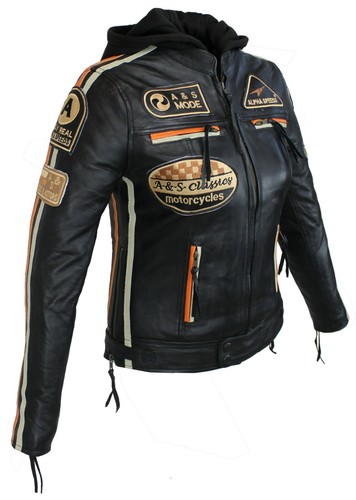 Giacca da donna moto e tempo libero biker personalizzata agnello pelle jacket black protezioni - Foto 2 di 12