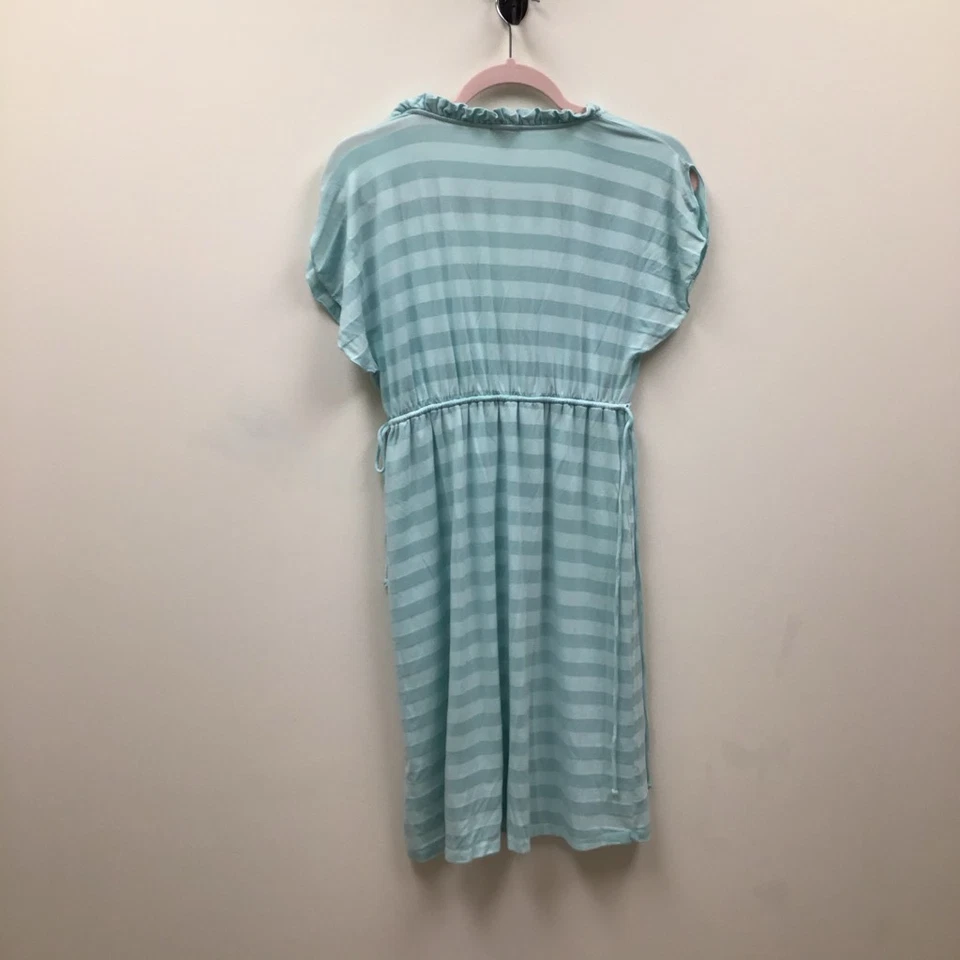 Vestido Vaina Ella Moss Para Mujer Azul Rayas Elastizado Volantes Cuello en V Manga Gorra EE. UU. M Foto 2 de 4