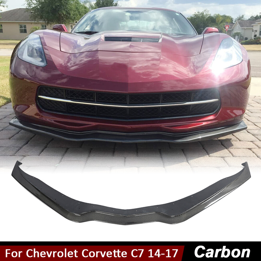 For Chevrolet Corvette C7 Stingray 2014-17 Real Carbon Front Bumper Lip Spoiler