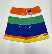 Polo Ralph Lauren 6.5" Logo Striped Fleece Shorts Multi Color Size M NWT 148