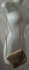 Vintage Gold Metal Mesh 6 x 7 in Handbag Purse on with 21 in Shoulder Strap