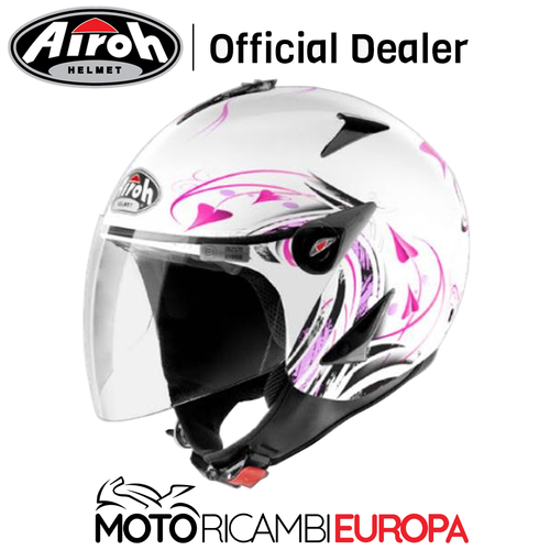 CASCO DEMI JET SCOOTER AIROH URBAN JT LADY DONNA PROMO BIANCO E ROSA | eBay