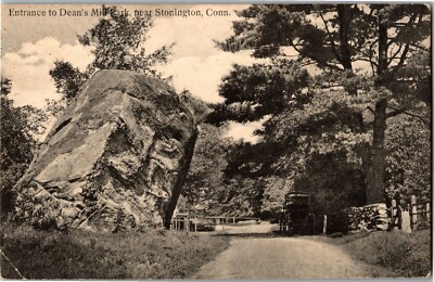 Entrance to Dean's Mill Park Near Stonington CT UDB Vintage Postcard W21