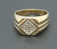 14K YG MEN'S DIAMOND CLUSTER RING .18 tcw SZ 8.25 G124062 6.90 grams