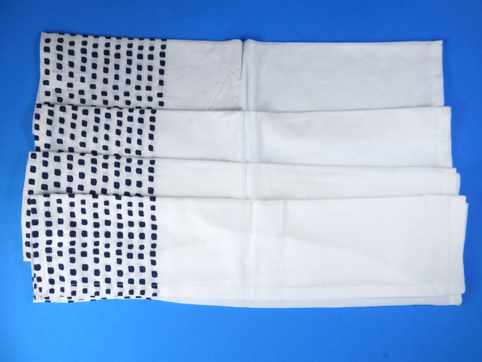 Hudson43 Napkin Set 4 Piece Blue Squares On White 20X20 Cotton New Without Tags