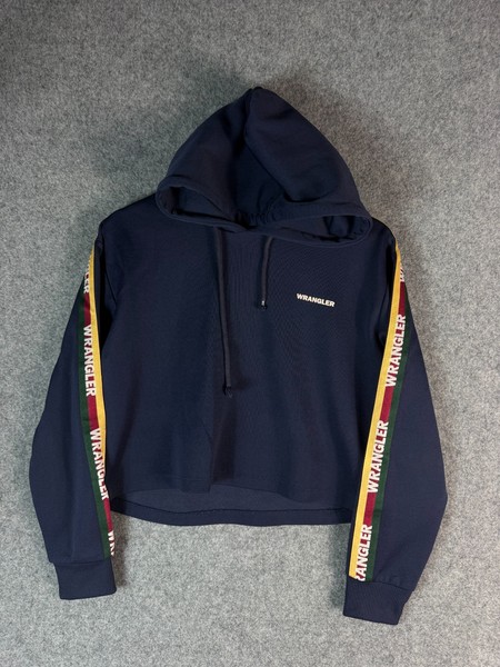 Wrangler Hoodie Womens Size 10 Blue Long Sleeve Pullover Outdoor Crop Stretch