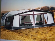 Bradcot '60' CARAVAN  Awning  SIZE  915cm .Black Cherry With Light Grey +curtain