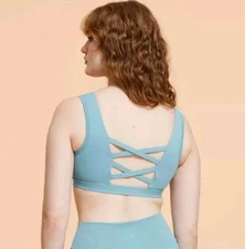 Womens New W/tags Blogilates Cameo Blue Crisscross Small Sports Bra