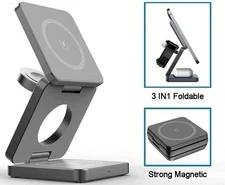 Wireless Charger Magnetic Foldable Pad 3 in 1 Fast Charging Station for iPhone