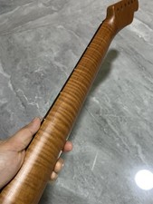 Left Hand AAA 22fret satin roasted Flame maple Electric guitar Neck parts