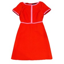 JCREW MATELASSE KNEE LENGTH CONTRAST PIPING ORANGE/PINK DRESS new womens size 6