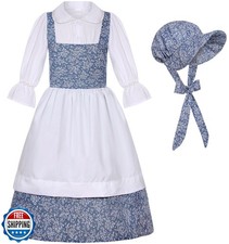 SIZGAROOT Colonial Costume Girls Pioneer Girl Costume Prairie Dress with Bonn