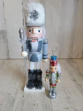 Nutcracker ornament figure set glitter Xmas wooden home decor unique