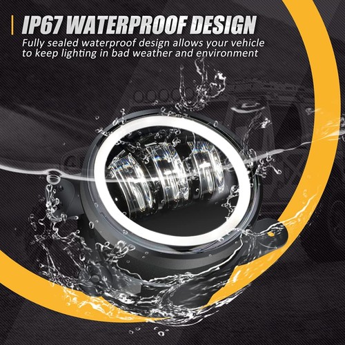 2007-2018 for Jeep Wrangler JK JKU Halo LED Headlights+Fog Lights Combo Kit - Picture 9 of 10