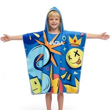 Kids Hooded Beach Towel Poncho, 75 80cm, Fun Cartoon Graphic Design, Quick-Dr...