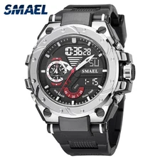 SMAEL Men Sport Watches Analog Quartz Wristwatch Large Dial LED Digital Watch