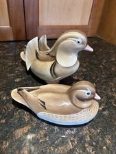 Vintage Noritake Nippon Toki Kaisha Bone China Mandarin Ducks Figurines  Pair