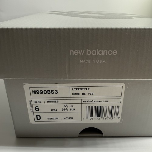 New Balance Uomo 6D MADE in USA 990v3 Nero/Argento Sneakers Casual M990BS3 NUOVE - Foto 2 di 11