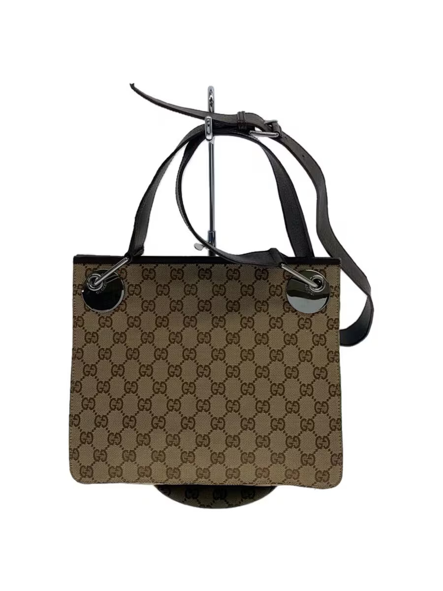 GUCCI GG Canvas Shoulder Bag in Brown