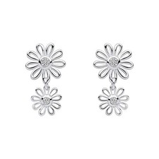 Sterling Silver Earrings E6605C Laura Ashley Double Daisy Droppers RRP £63.50
