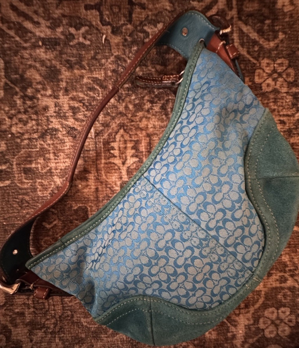 Rare Vintage Coach Purse Blue Soho Mini Hobo Crescent Shoulder Bag