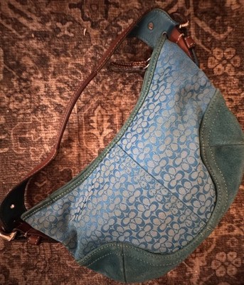 Rare Vintage Coach Purse Blue Soho Mini Hobo Crescent Shoulder Bag