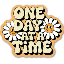 Magnet Me Up One Day at A Time Magnetic Decal - 5x4 Inches Retro Gift Car Magnet