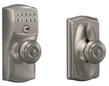 Schlage FE595-CAM-GEO Camelot Keypad Entry - Satin Nickel, New Broken Box
