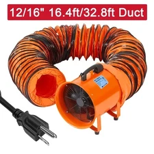 12/16 Inch Utility Blower Fan 580W/1500W Ventilator Exhaust Fan 16.4/32.8FT Duct