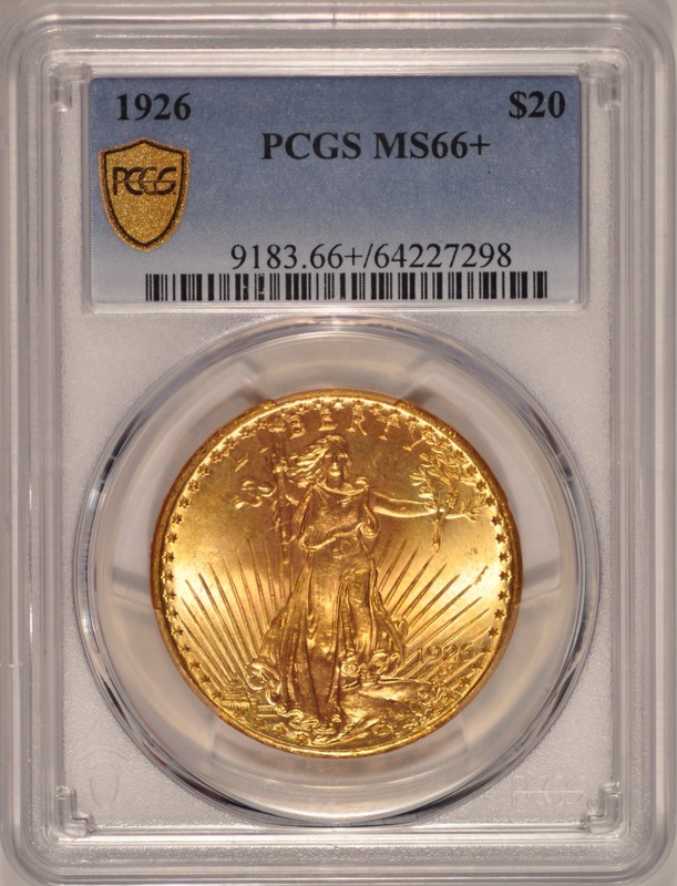 1926 $20 Saint Gaudens Gold Double Eagle PCGS MS66+ Pre-1933 Gold Coin
