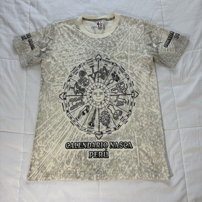 Vtg 90s Rufyar s Calendario Nazca Peru Shirt Native American Aztec Adult Size XL