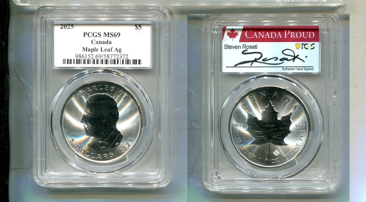 Canadian Maple Leaf MS 69 PCGS Certified Silver Bullion Coins for