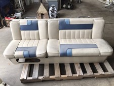 Boat Marine Double Bench Seat White Blue Vinyl Storage Compartment Base