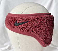Nike Dri Fit Sherpa Ear Warmer Headband with Ponytail Hole Rust/Red