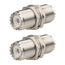 MOOKEERF 2 Pack UHF PL259 Connector Adapter UHF SO239 Female to Female Bulkhead