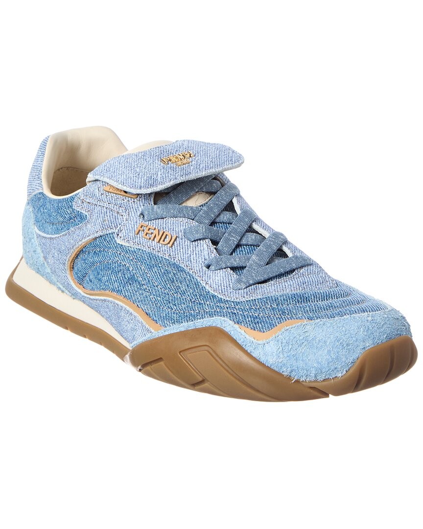 Fendi Wave Pulse Leather - Canvas Sneaker Women's Blue 37